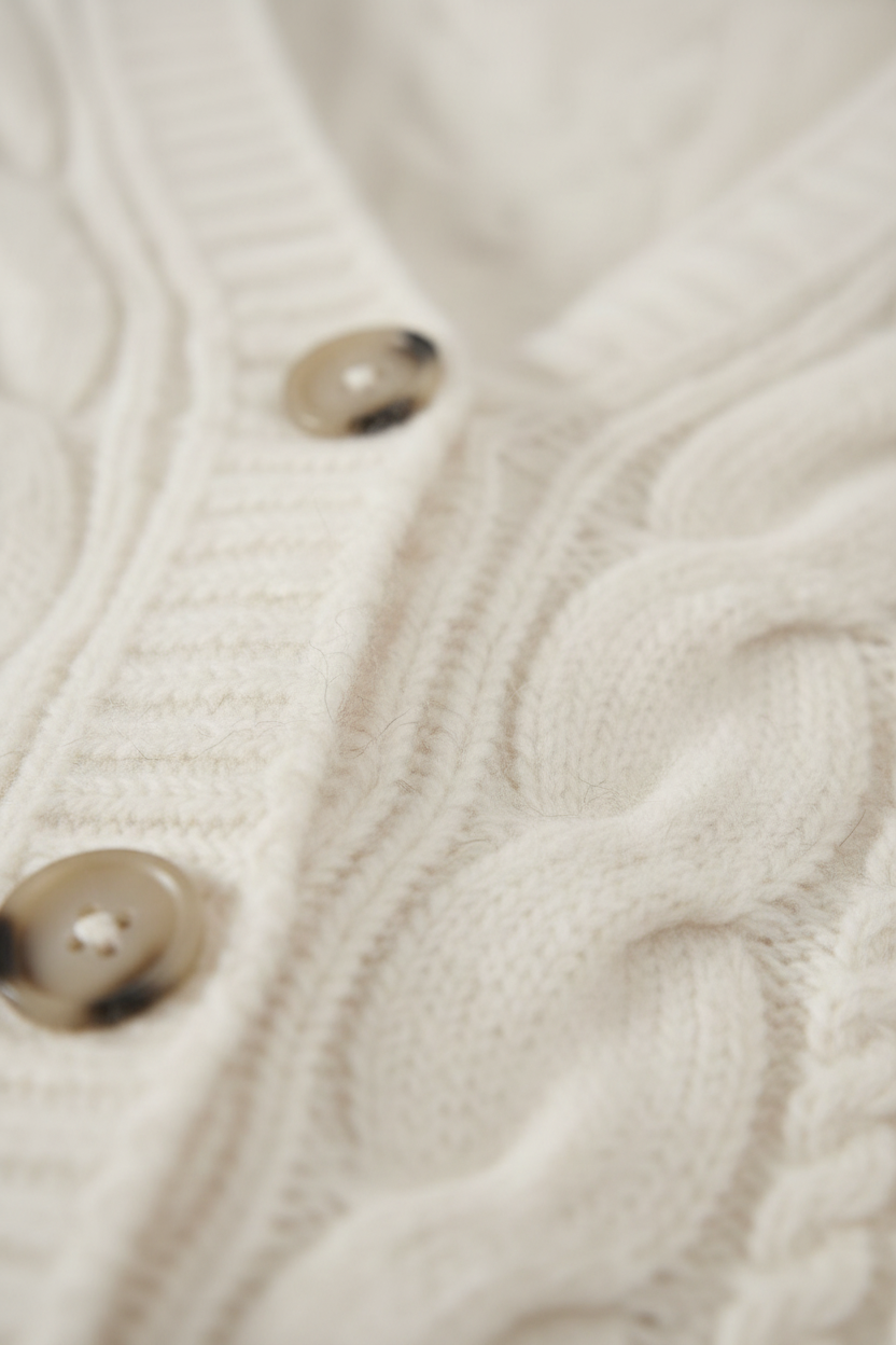 Maison Textured Cable Knit V-Neck Cardigan | Button Front | Relaxed Fit