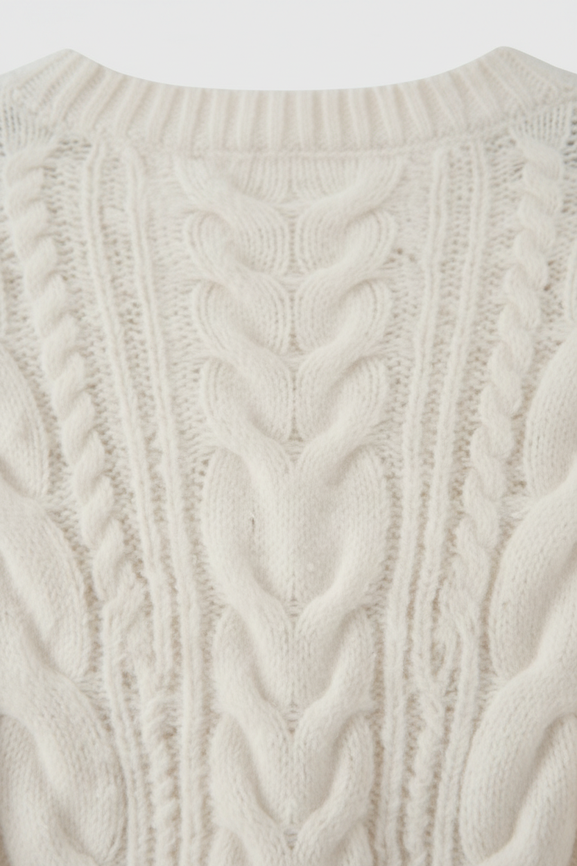 Maison Textured Cable Knit V-Neck Cardigan | Button Front | Relaxed Fit