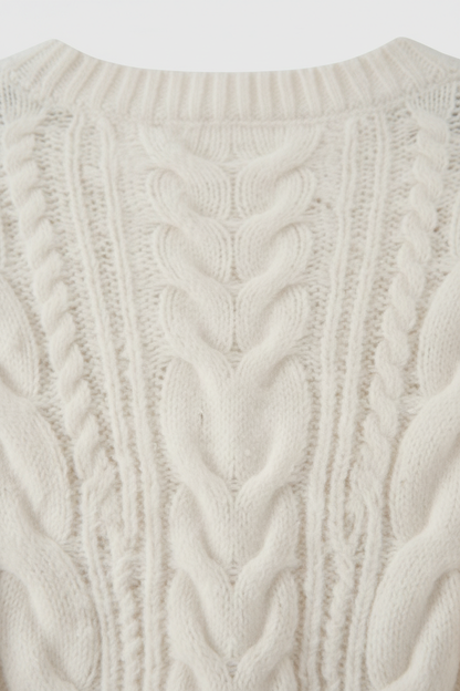Maison Textured Cable Knit V-Neck Cardigan | Button Front | Relaxed Fit