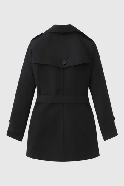 Mid Length Trench Coat | Belted Waist, Double Breasted Front, Slim Fit