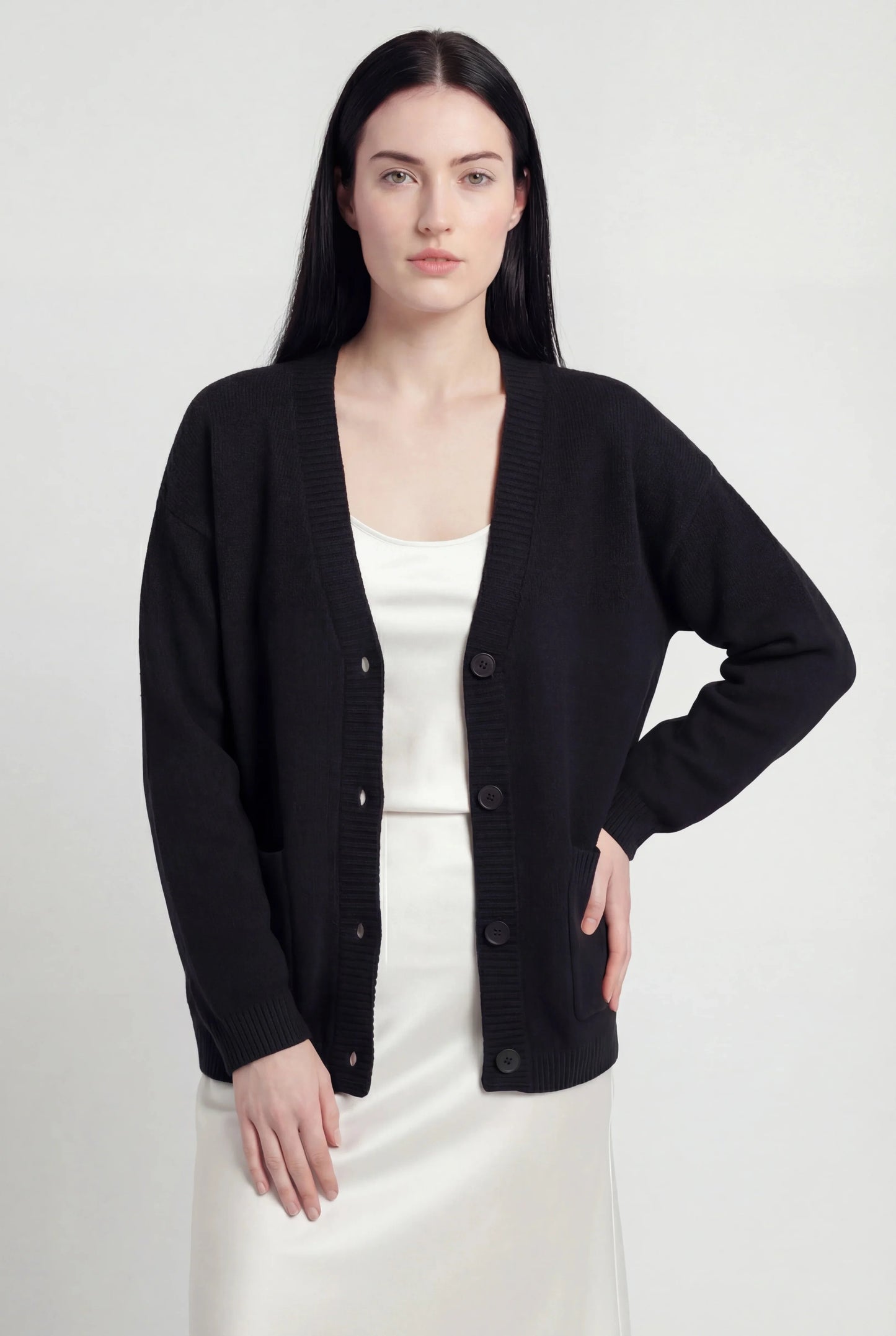Knit V-Neck Cardigan | Button Front Long Sleeve Regular Fit