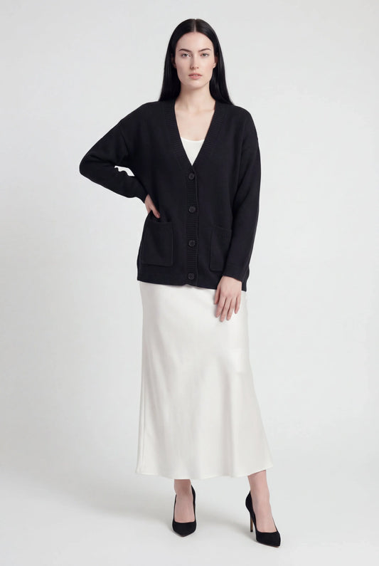 Knit V-Neck Cardigan | Button Front Long Sleeve Regular Fit