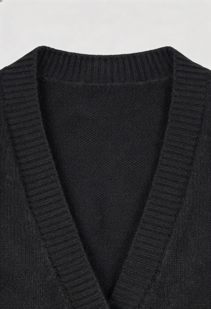 Knit V-Neck Cardigan | Button Front Long Sleeve Regular Fit