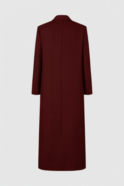 Long Double-Breasted Overcoat | Turn-Down Collar | Three-Quarter Sleeve