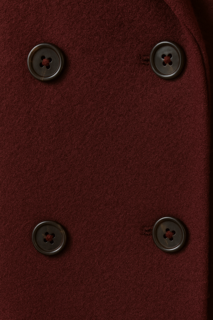 Long Double-Breasted Overcoat | Turn-Down Collar | Three-Quarter Sleeve