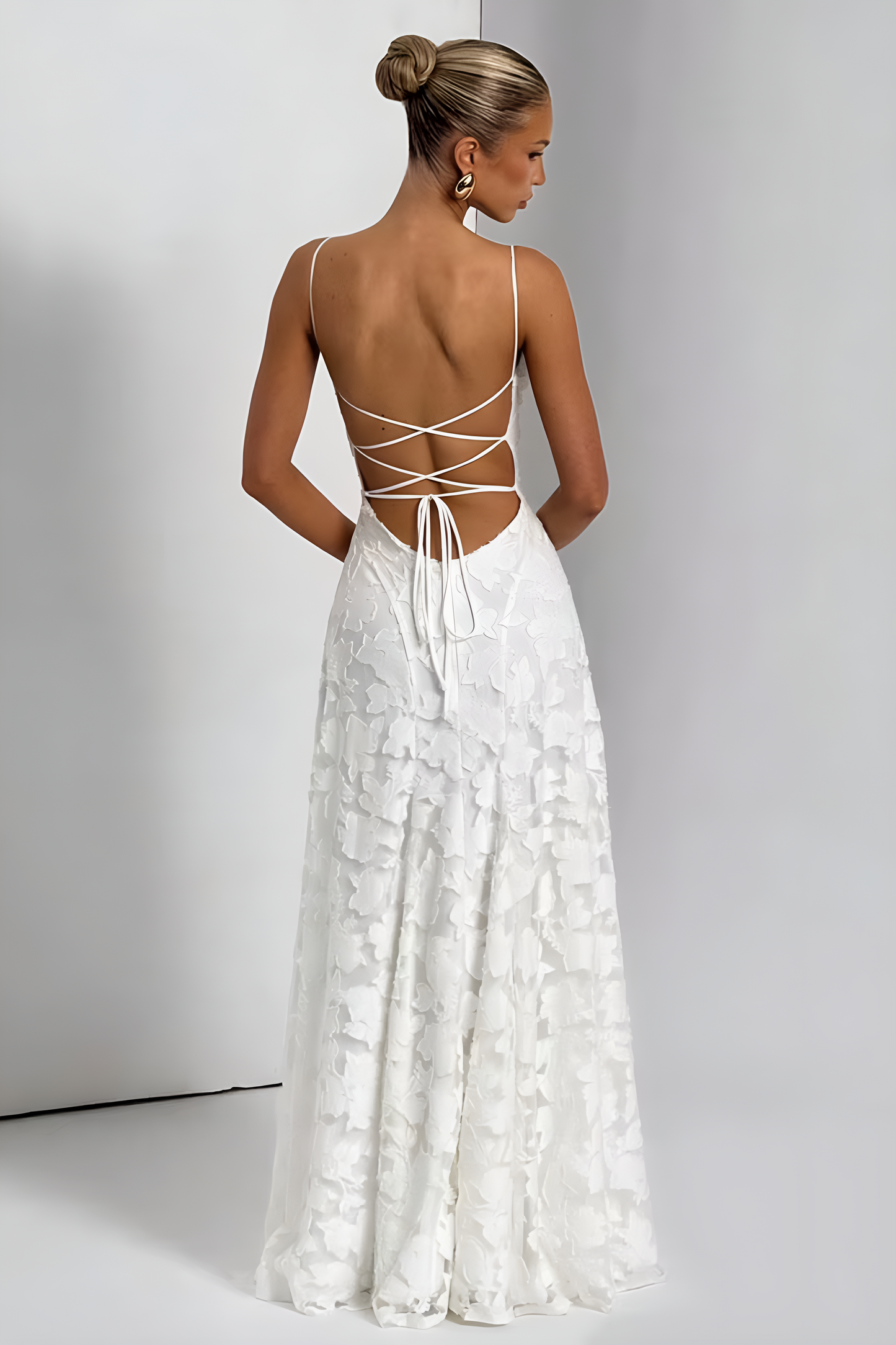 Floral Lace Spaghetti Strap Maxi Dress