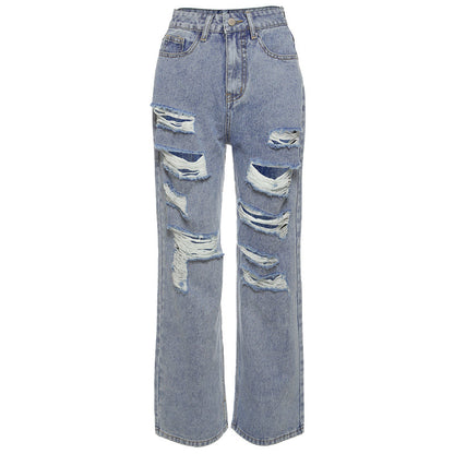 Julia Fashion - Distressed women's Ripped Denim jeans
