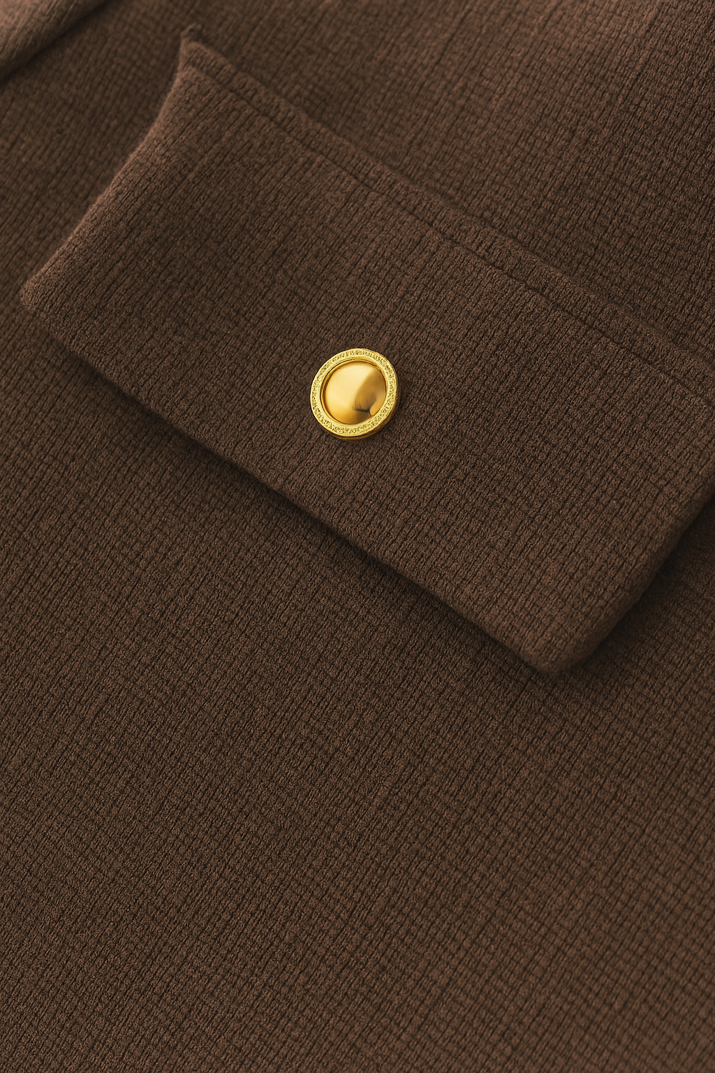 Cropped Button Jacket | Round Neck, Pocket Flaps, Regular Fit