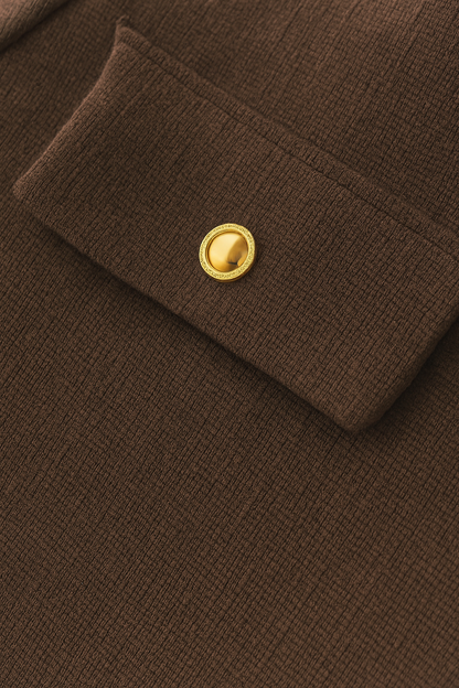 Cropped Button Jacket | Round Neck, Pocket Flaps, Regular Fit