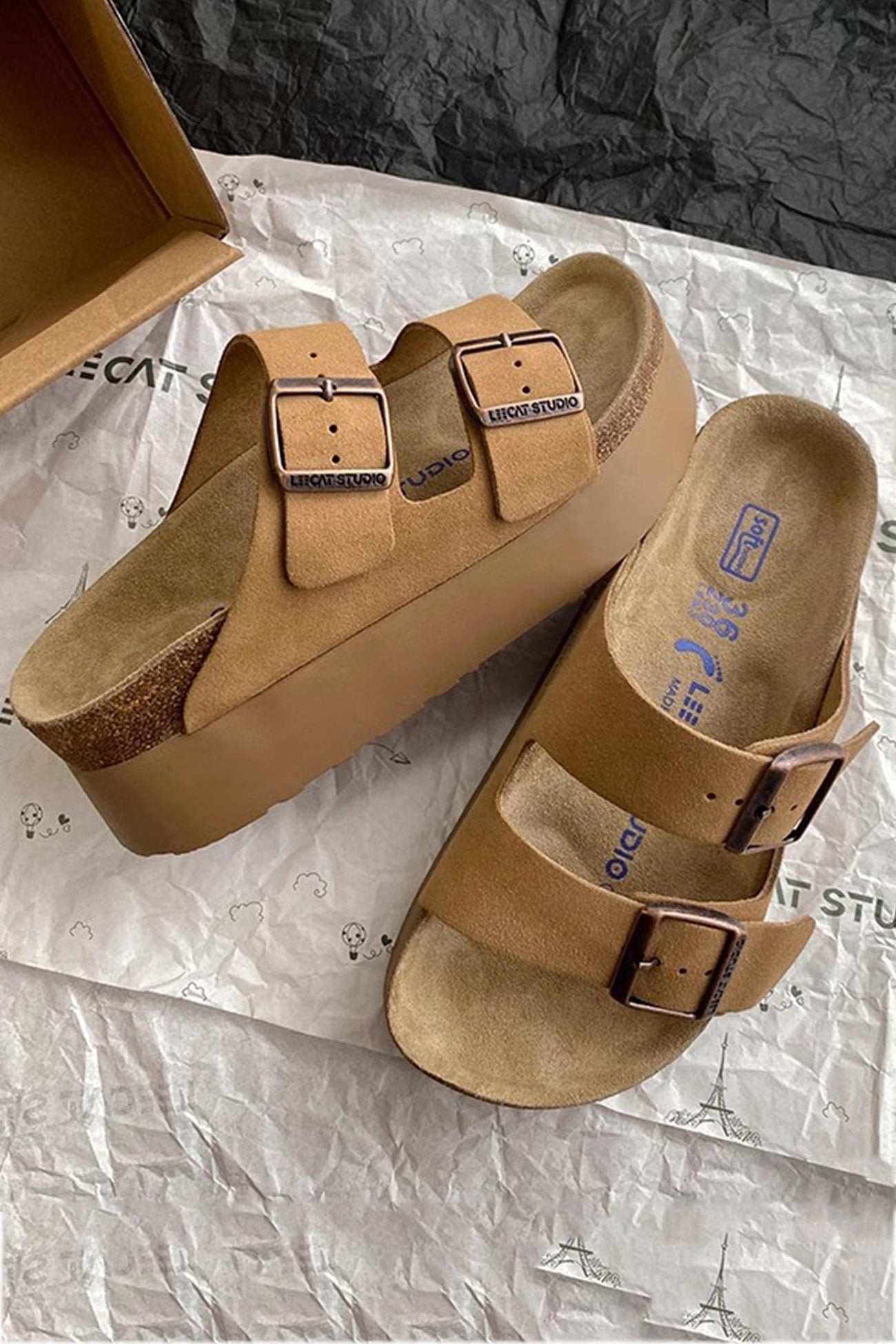 Double Buckle Thick Sandals
