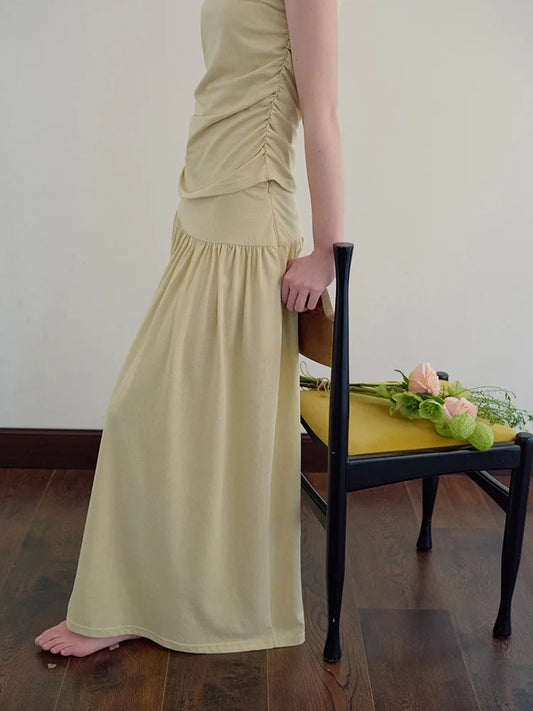 DressBetty - Solid Color Draping Knitted Pleated Skirt