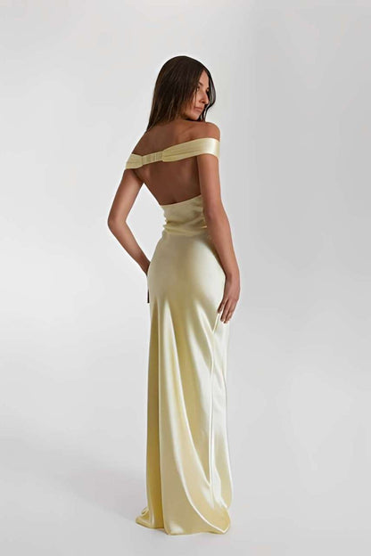 Charlotte Off Shoulder Yellow Maxi Dress