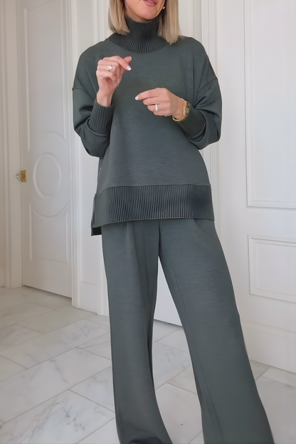 High-Neck Zipper Lounge Set
