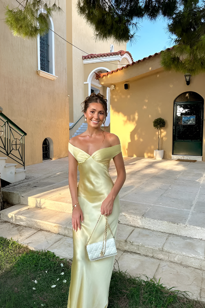 Charlotte Off Shoulder Yellow Maxi Dress