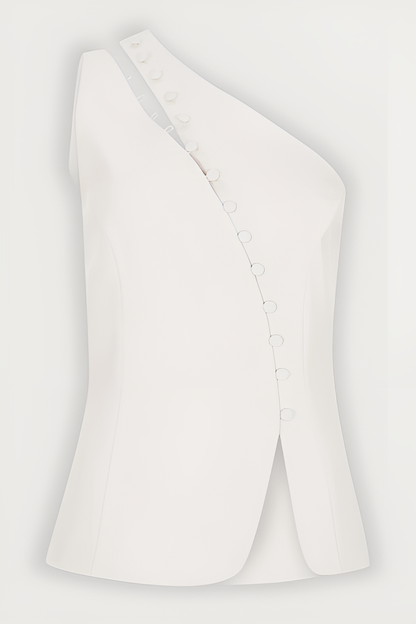 Ascent One Shoulder Button Detail Top