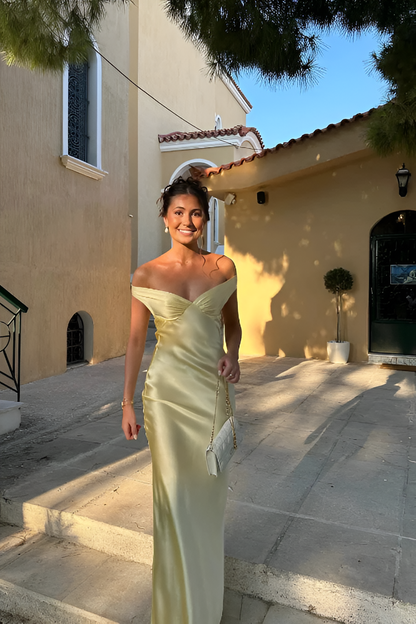 Charlotte Off Shoulder Yellow Maxi Dress