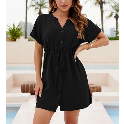 Lightweight Beach Sunscreen Chiffon Mini Dress in 4 Colors