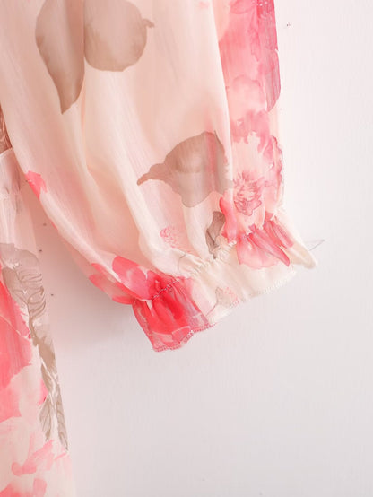 Autumn Floral Print Ruffle Sleeve Mini Dress – Girly Fairy Gas Dress