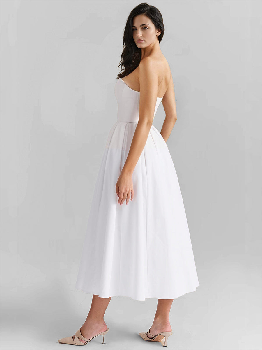 Party Dress Off The Shoulder Backless A-Line Elegant Midi Dress
