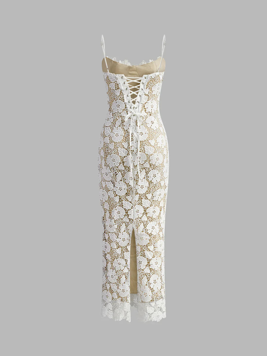 Semi-Sheer Double Layer Lace Cami Dress