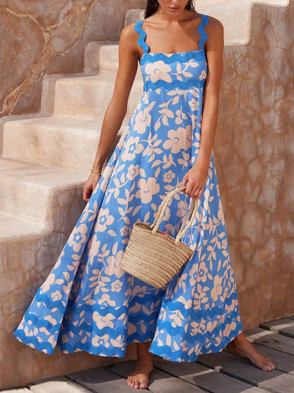 Lila - Floral Delight Square Neck Maxi Dress