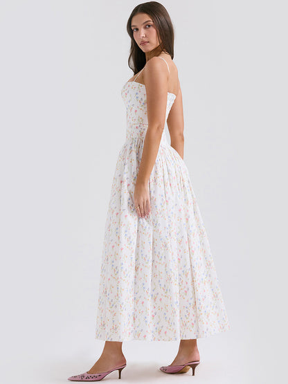 Corset Dress Mini Floral Ultra Spaghetti Strap Backless Party Midi Dresses