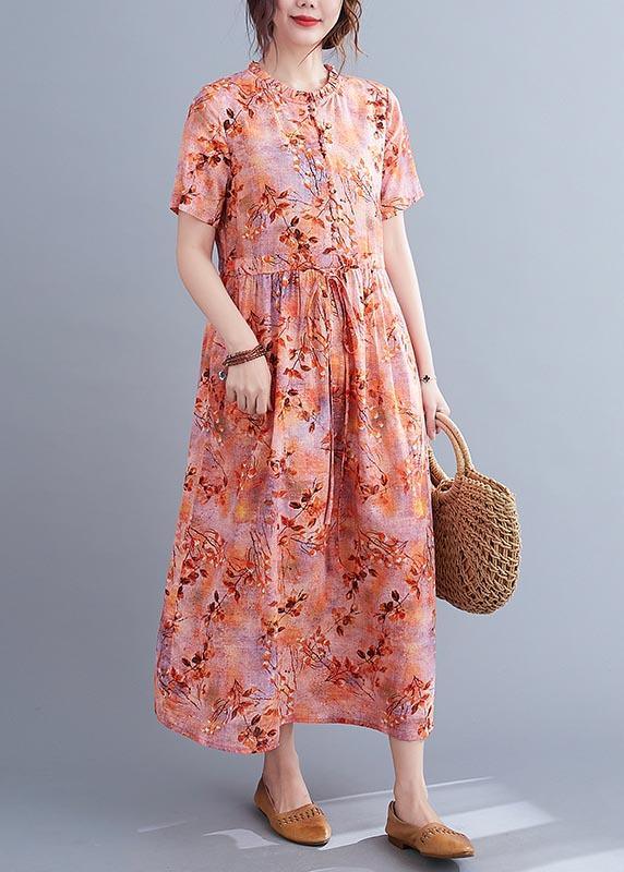 Organic Print Tie Waist Chiffon Ruffled Summer Maxi Dress ( Limited Stock)