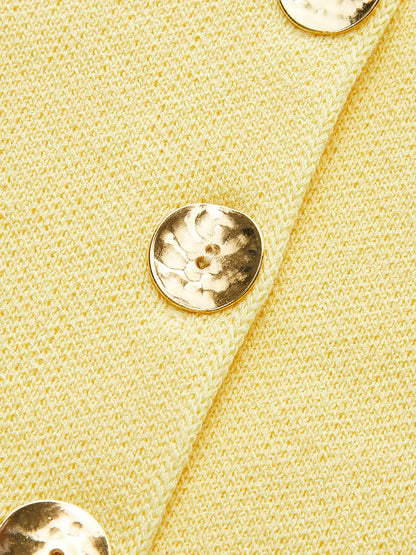 Sleeveless Square-Neck Buttoned Top With Split Hem