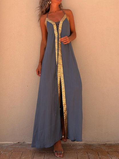 Isla - Turquoise Halter Maxi Dress