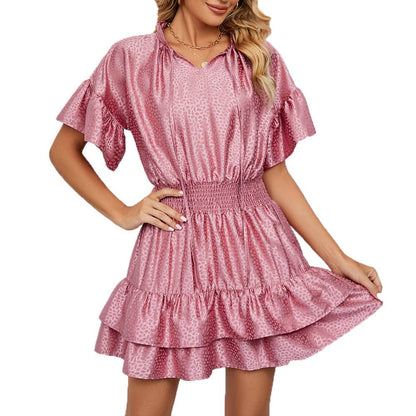 Ruffles Short Sleeve Swing Mini Dress for Women