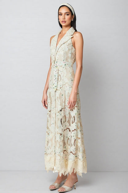 Harld White Lace Floral Maxi Dress