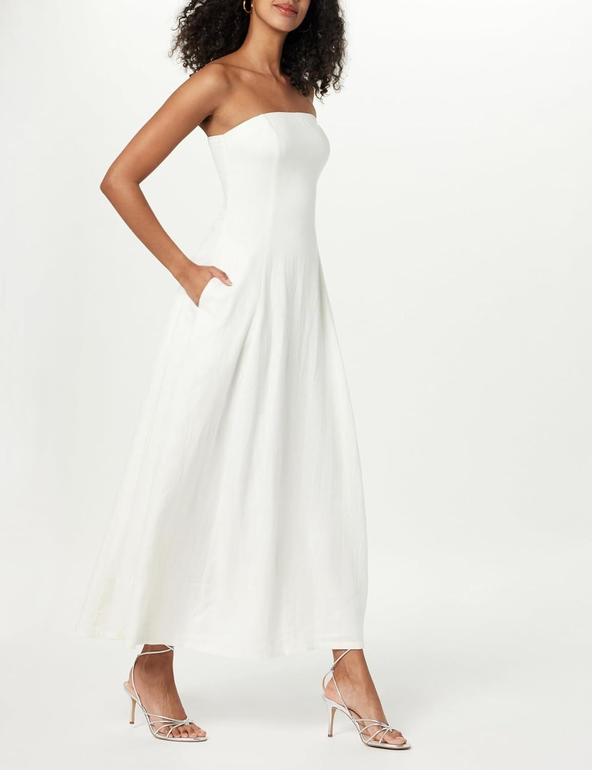 Strapless Linen Maxi Dress
