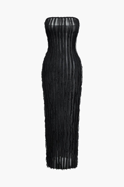 Calista Textured Strapless Maxi Dress