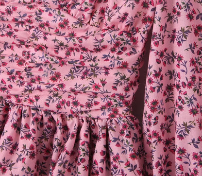 Early Spring Romantic Printed Sexy Backless V Neck Long Sleeve Princess Dress Short Dress – Floral Print Backless V Neck Mini Dress