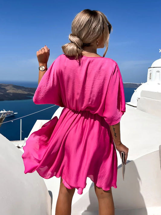 Mini Dresses Black Half Sleeves Short Dress