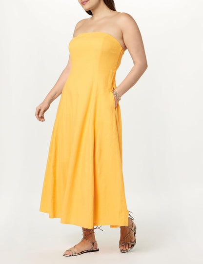 Strapless Linen Maxi Dress
