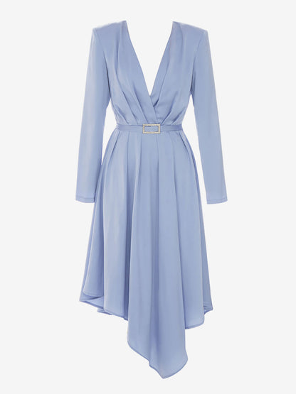 V-Neck Long Sleeves Midi Dress