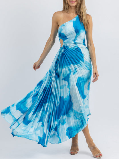 Ocean Breeze-One Shoulder Dress