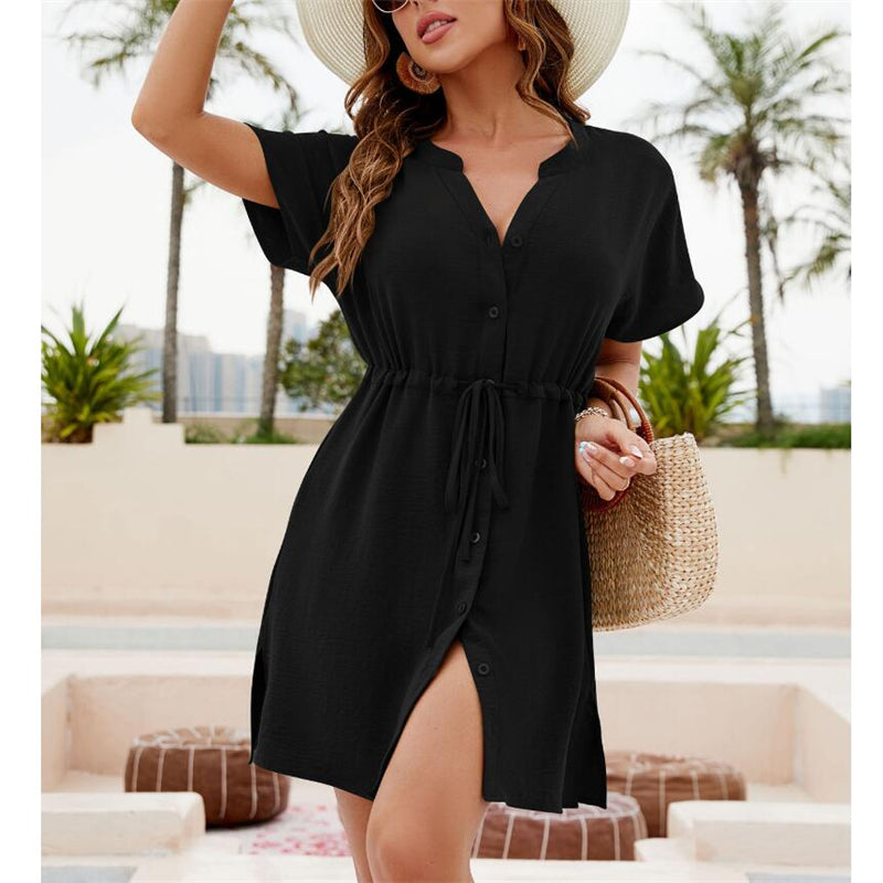 Lightweight Beach Sunscreen Chiffon Mini Dress in 4 Colors
