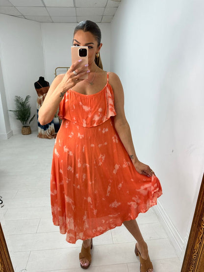 Tie Dye Drop Shoulder Midi Dress