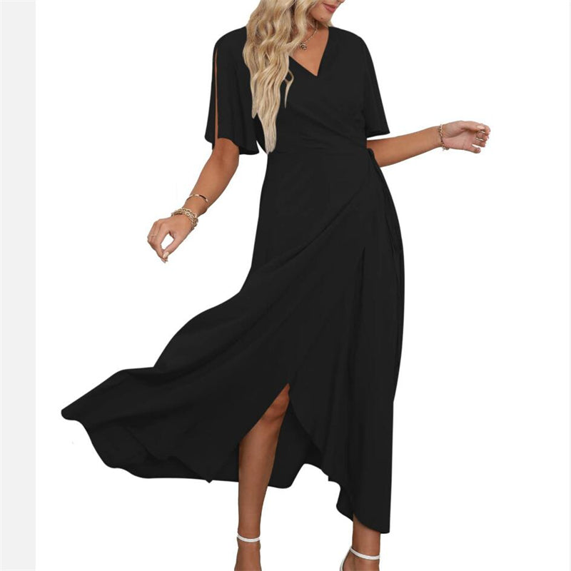 Elegant Bohemian V-Neck Slit Maxi Dress for All Occasions