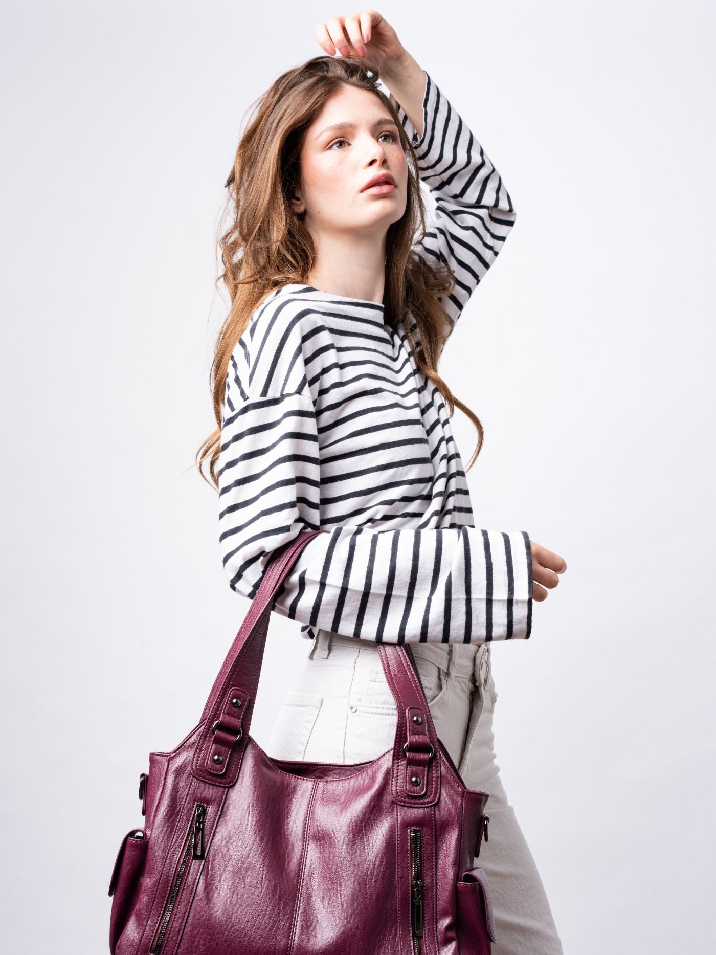 | Multi-Pocket Shoulder Bag, Adjustable Strap