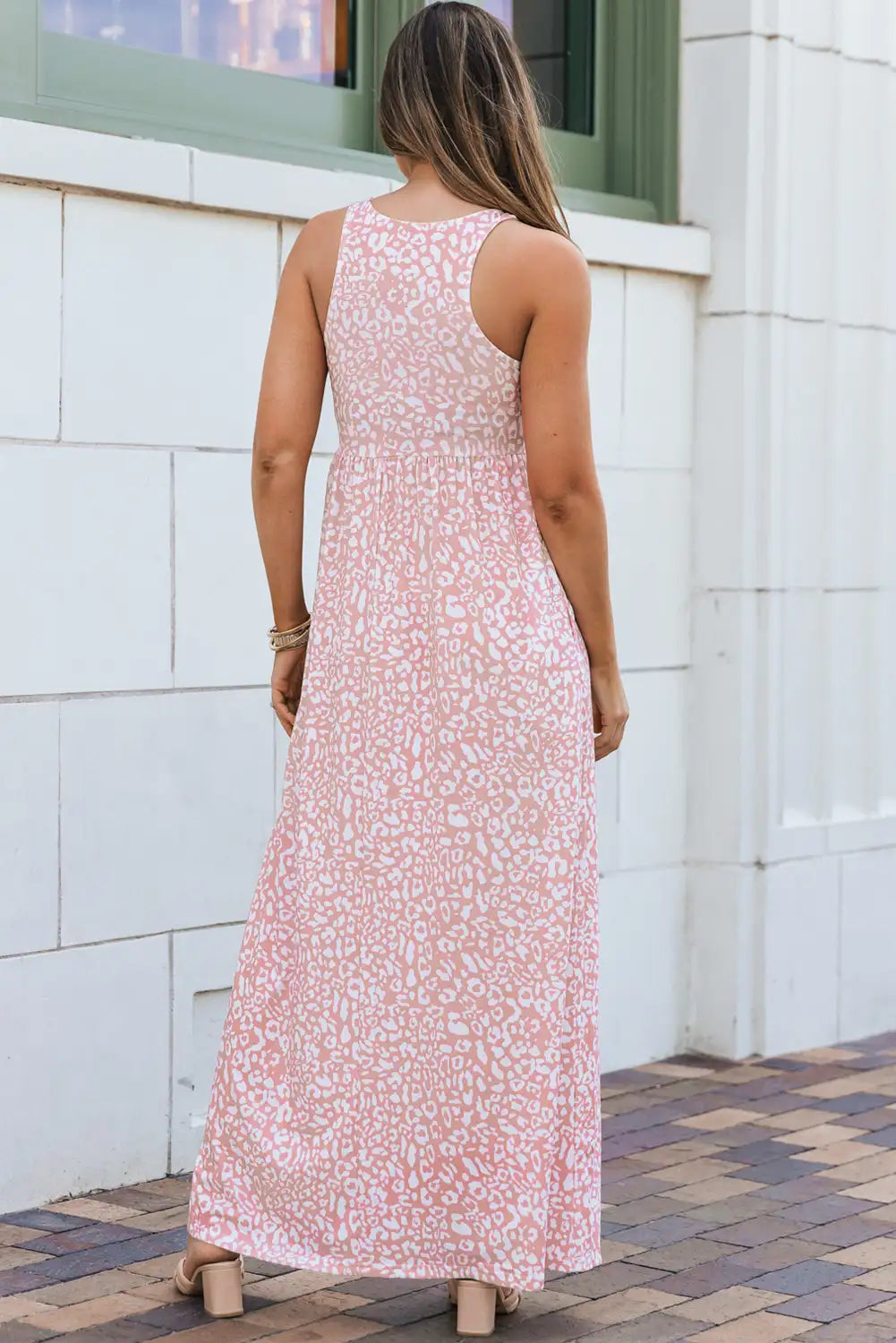 pink leopard print maxi dress