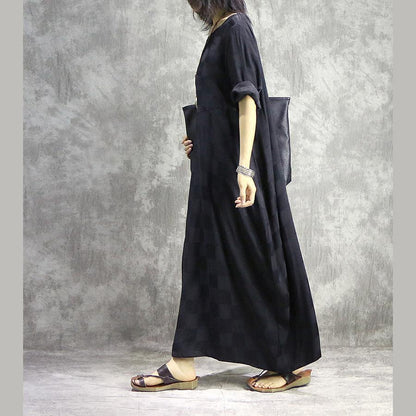 French o neck silk dresses Fabrics black Maxi Dress summer