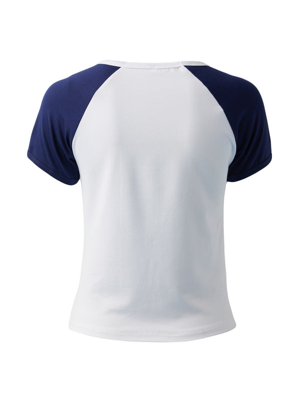 Vintage Raglan Short Sleeve Crop Top
