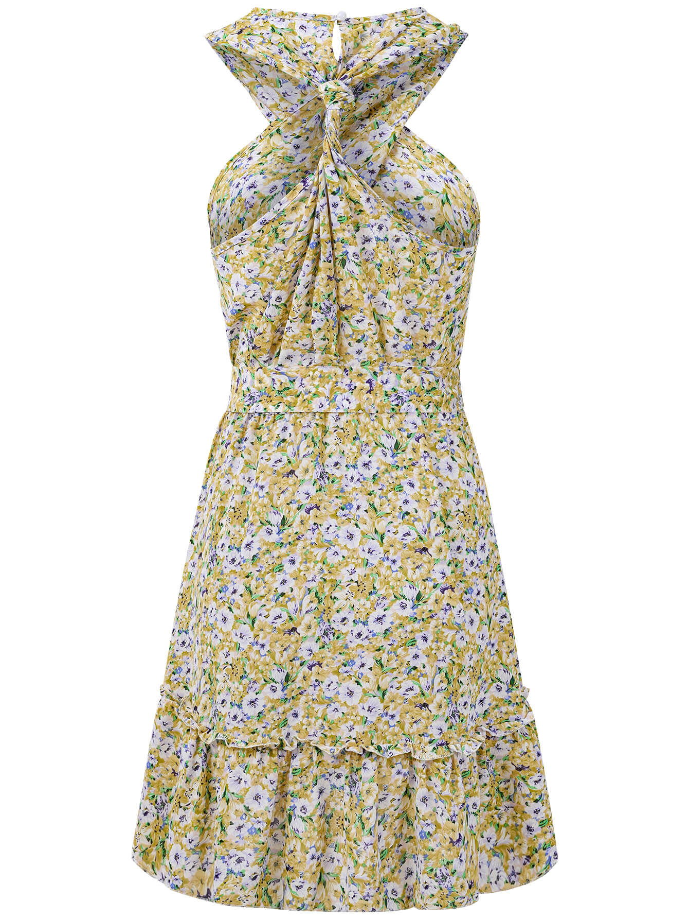 Ariana Halter Floral Mini Dress - Yellow