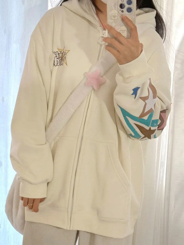 Vintage Star Print Oversized Hoodies