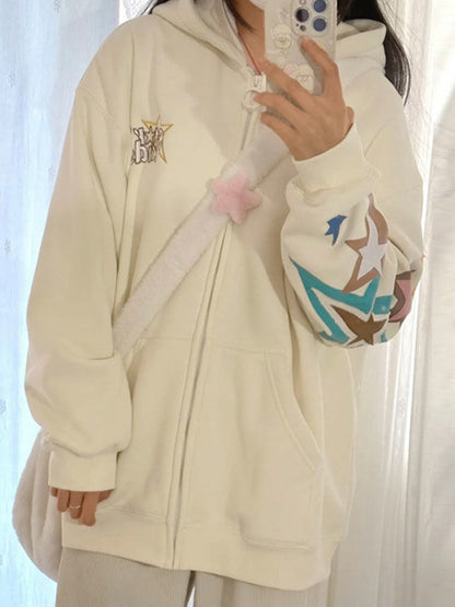 Vintage Star Print Oversized Hoodies