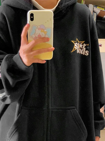Vintage Star Print Oversized Hoodies