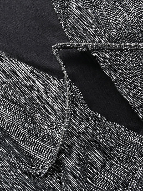 Textured Mini Dress Plunge Faux Wrap Skirt Ruched Birtyday Party Dresses